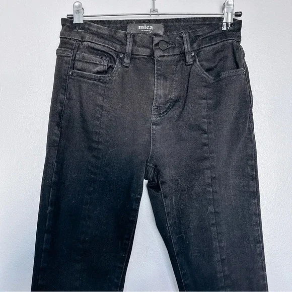 Mica Black High Waisted Flare Jeans w/ Front Slit Size 24 - Picture 4 of 8